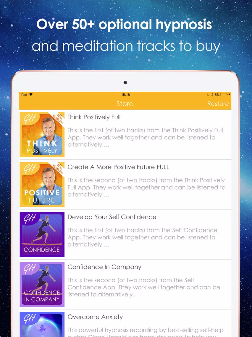 Tangkapan layar Think Positively Hypnotherapy iPad 