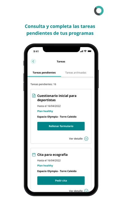 Capturas de tela do Olympia Quirónsalud