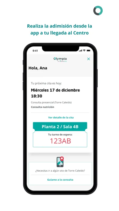 Capturas de tela do Olympia Quirónsalud