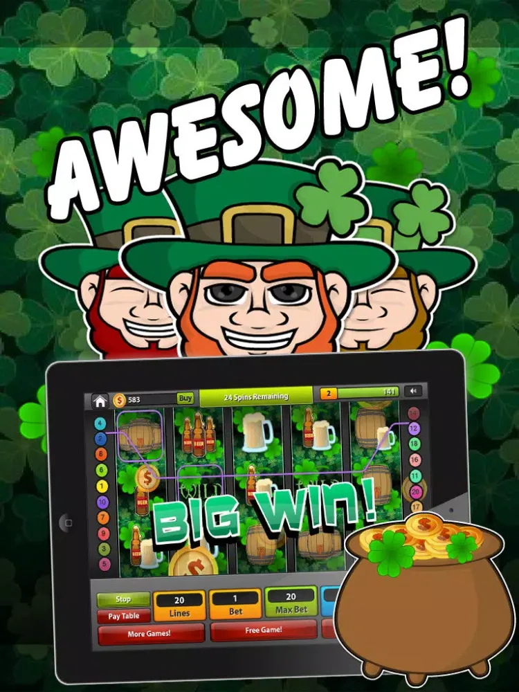 Скриншоты Leprechaun Slots FREE – Spin the Irish Luck Bonus Casino Wheel , Big Win Jackpot Gold Fortune Fever iPad 