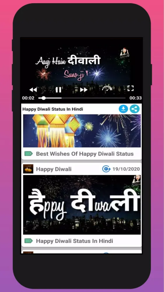 Tangkapan skrin Diwali Video Status