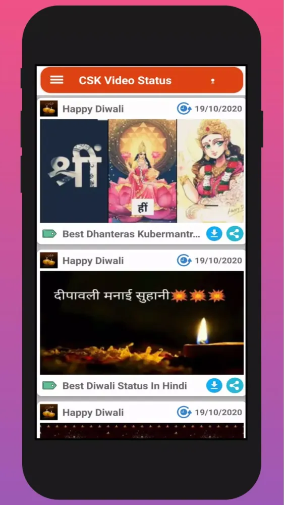 Tangkapan skrin Diwali Video Status