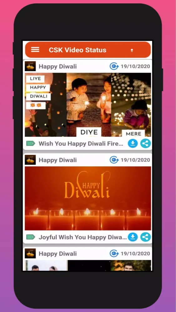 Tangkapan skrin Diwali Video Status