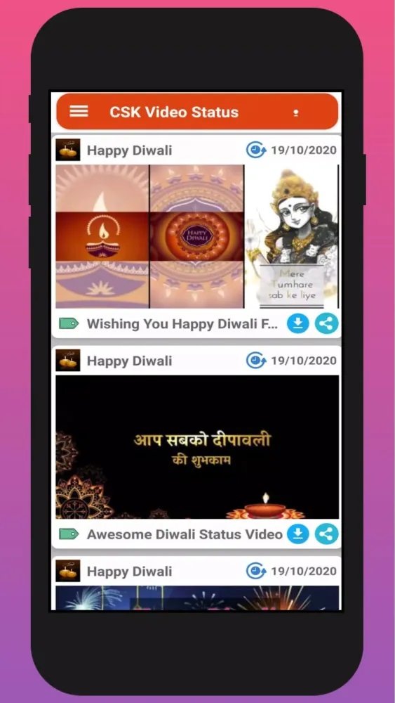 Tangkapan skrin Diwali Video Status