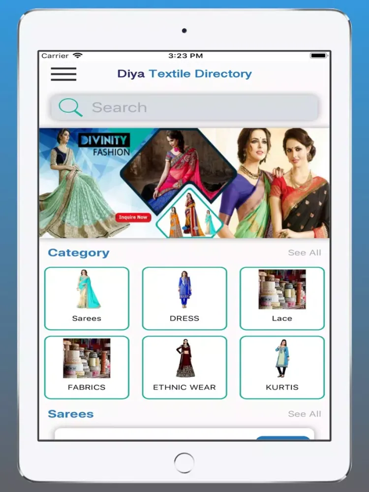 Zrzuty ekranu Diya Textile Directory iPad 