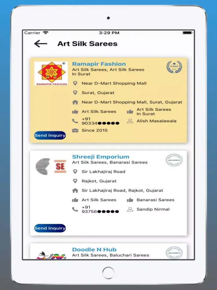 Zrzuty ekranu Diya Textile Directory iPad 