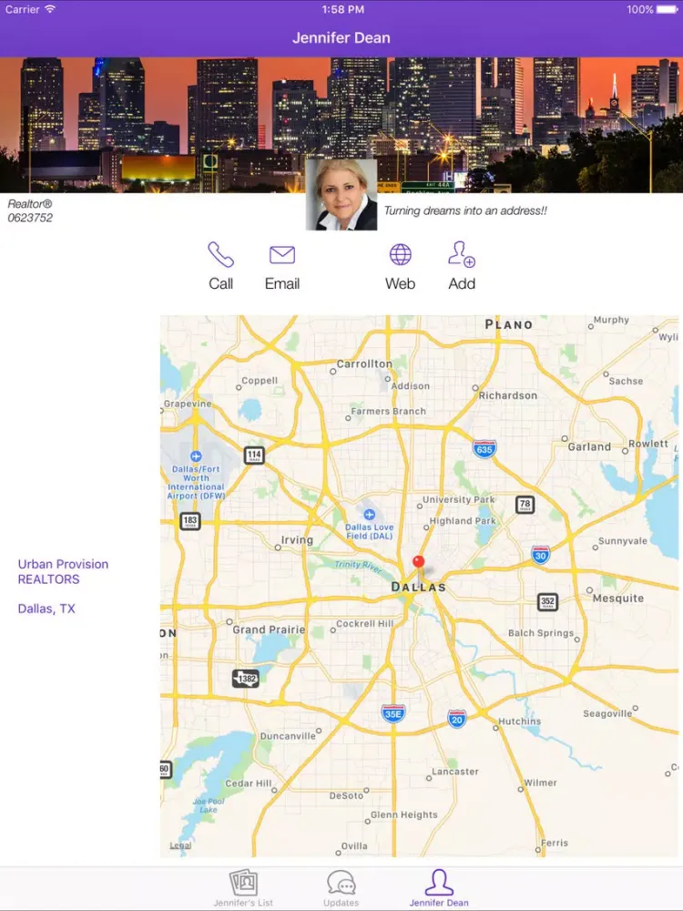 Zrzuty ekranu Jennifer Dean - Urban Provision Realtors Dallas iPad 