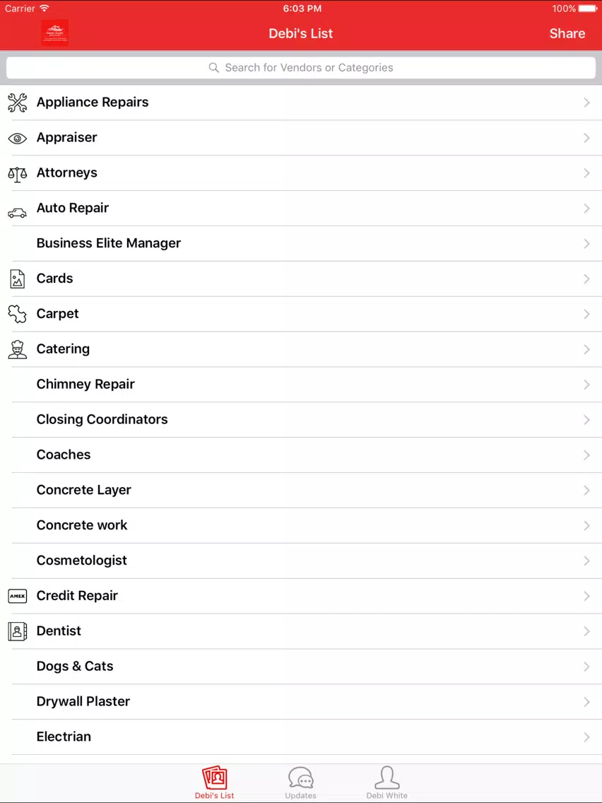 Tangkapan layar Debi White Future Equity iPad 