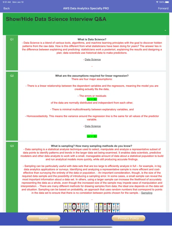 Screenshot di AWS Data Analytics Exam Prep iPad