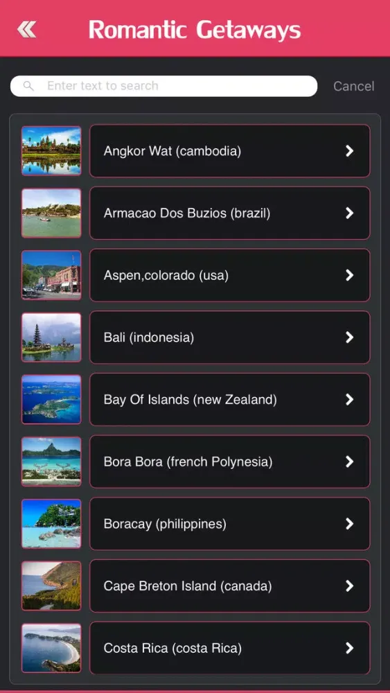 Most Romantic Getaways of The World स्क्रीनशॉट
