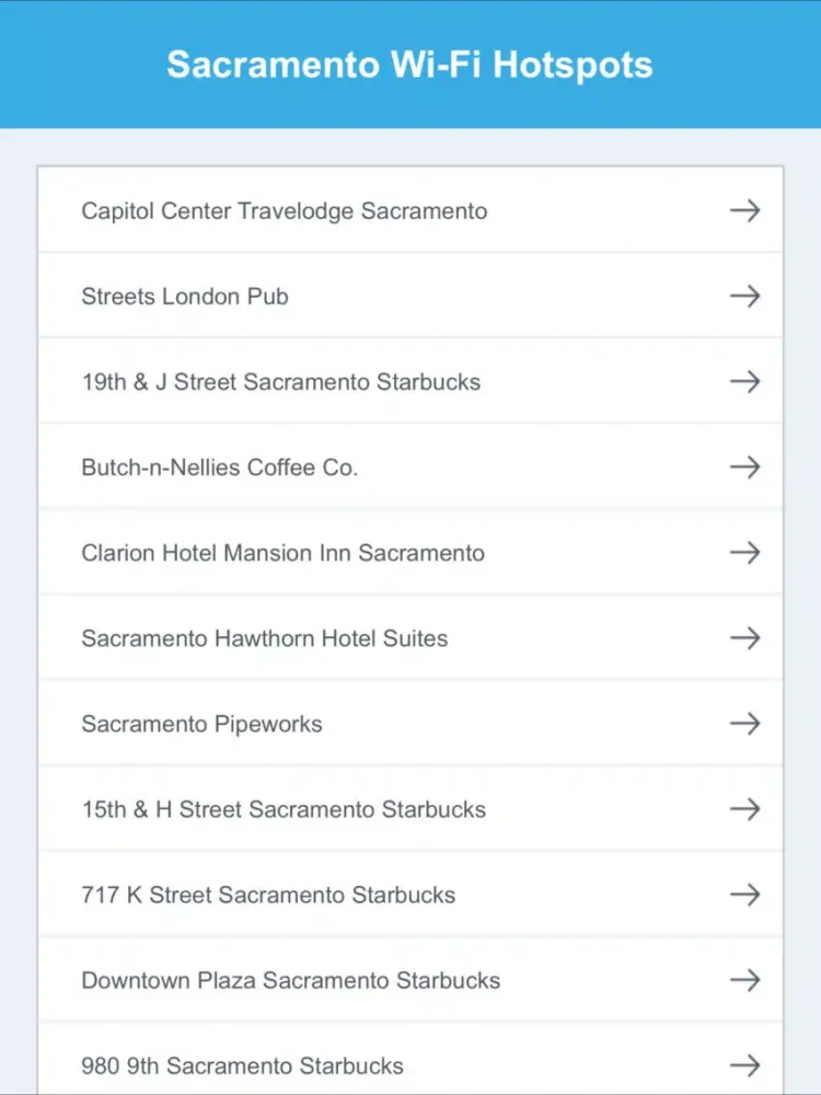 Capturas de tela do Sacramento Wifi Hotspots iPad 