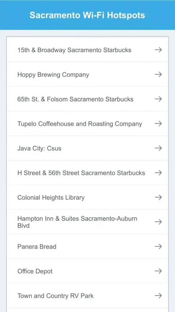 Capturas de tela do Sacramento Wifi Hotspots