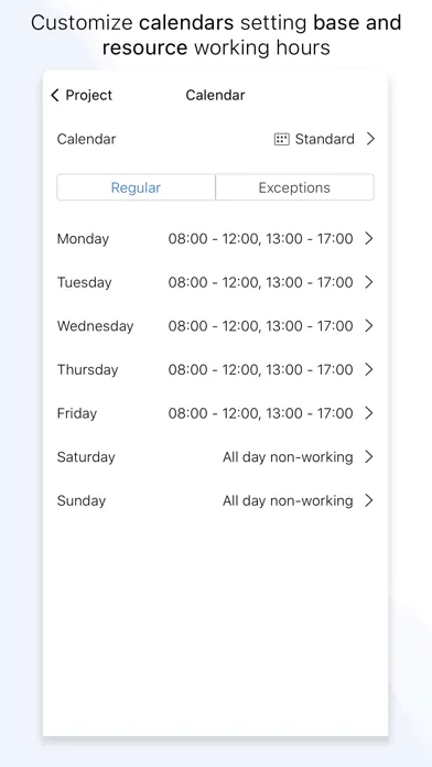 Tangkapan skrin Project Office X: Gantt chart