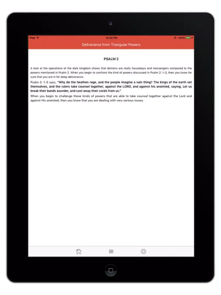 Tangkapan layar Deliverance from Powers iPad 