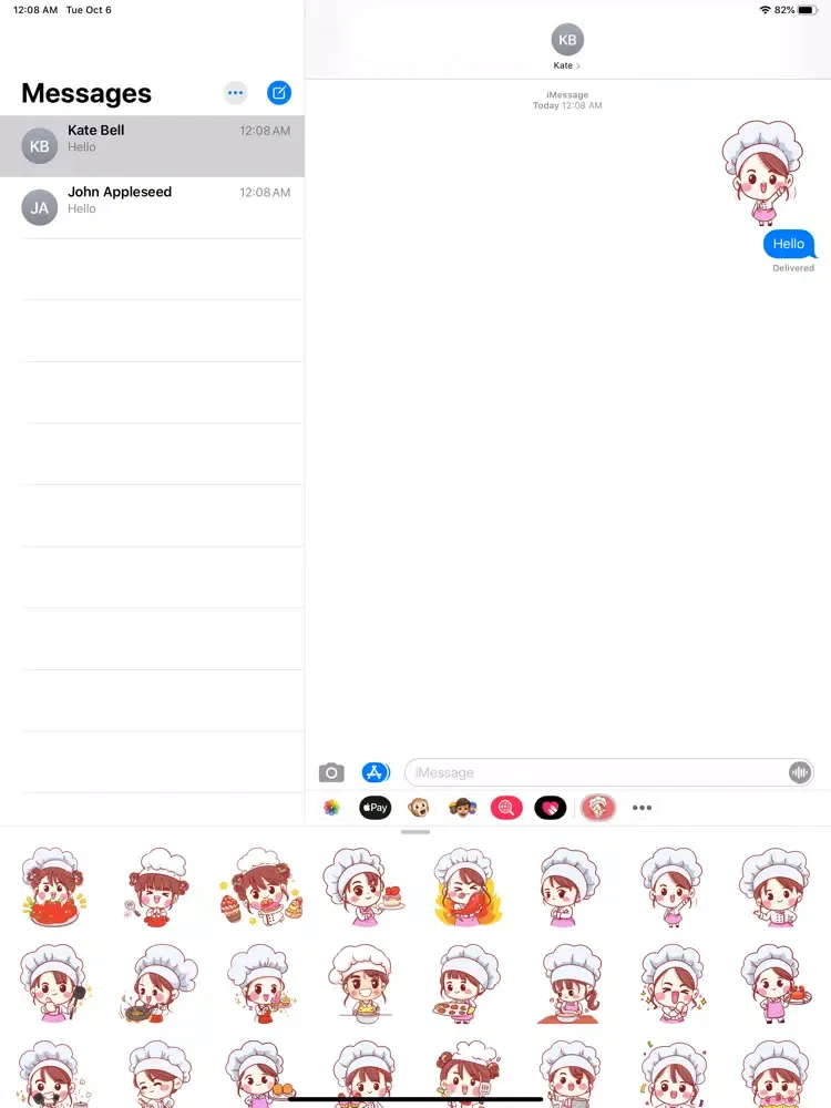 Tangkapan layar Chef Ophelia Stickers iPad 