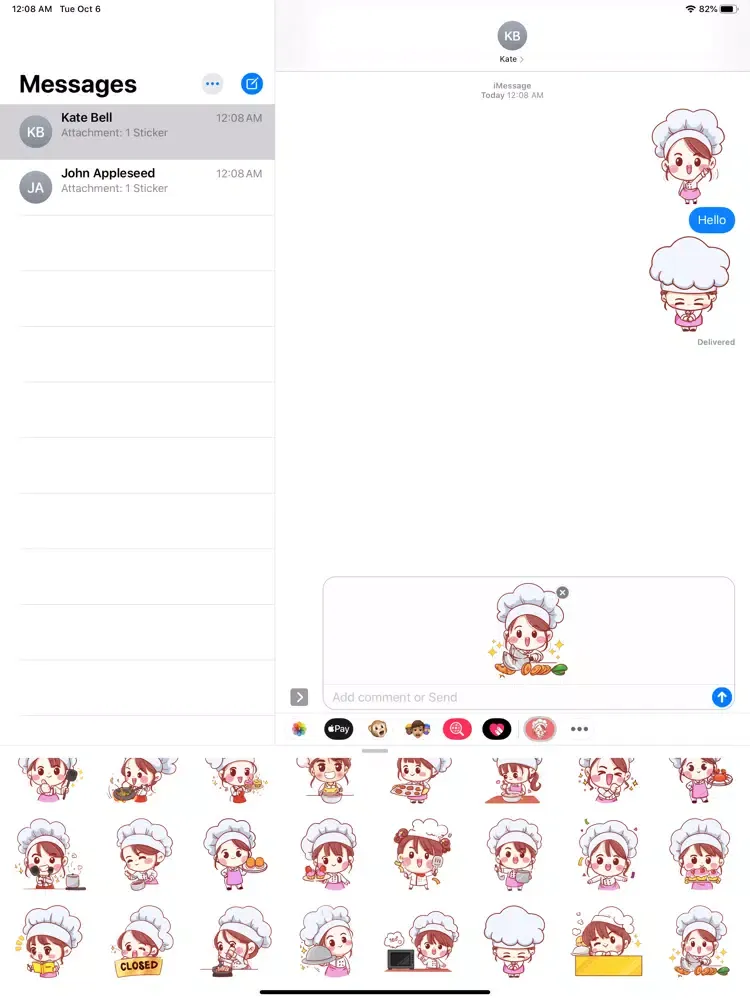 Tangkapan layar Chef Ophelia Stickers iPad 