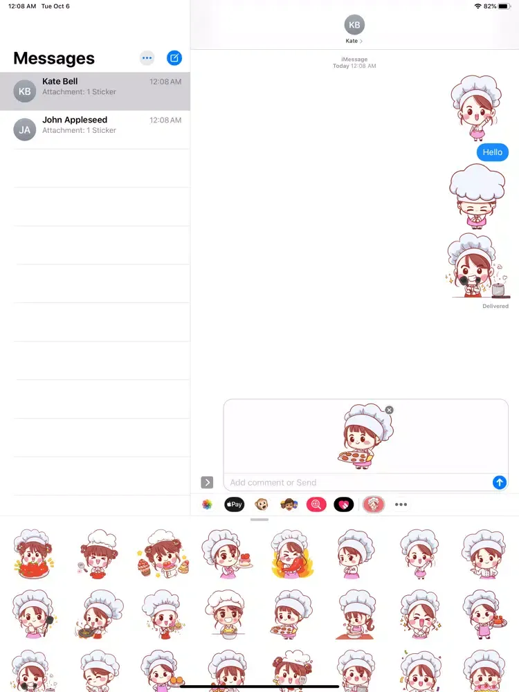 Tangkapan layar Chef Ophelia Stickers iPad 