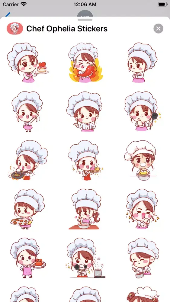 Tangkapan layar Chef Ophelia Stickers