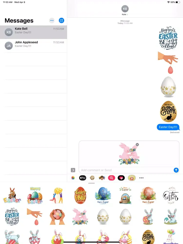 Capturas de tela do Easter Egg Day Stickers iPad 