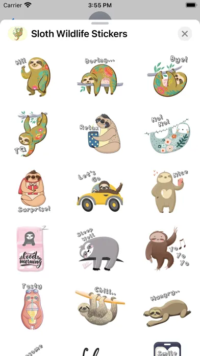 Zrzuty ekranu Sloth Wildlife Stickers