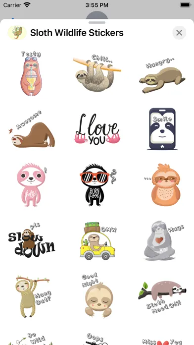 Zrzuty ekranu Sloth Wildlife Stickers