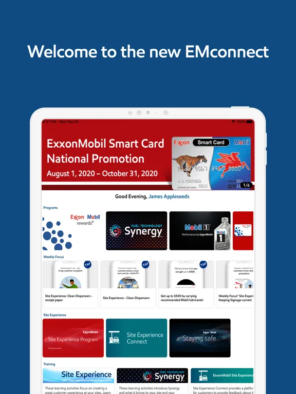 Capturas de tela do ExxonMobil Connect iPad 