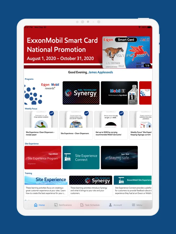 Capturas de tela do ExxonMobil Connect iPad 