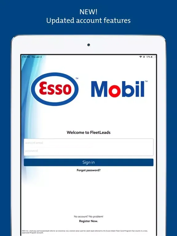 Capturas de pantalla de FleetLeads Esso Mobil iPad 