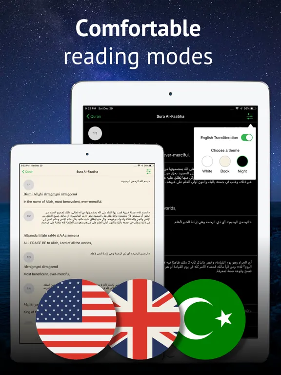 Tangkapan layar Quran in English and Arabic iPad 