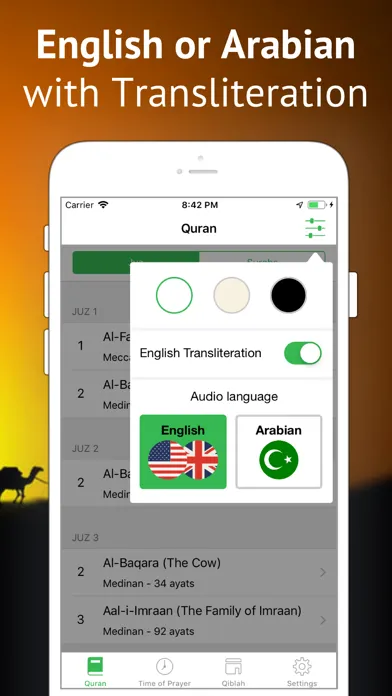 Tangkapan layar Quran in English and Arabic