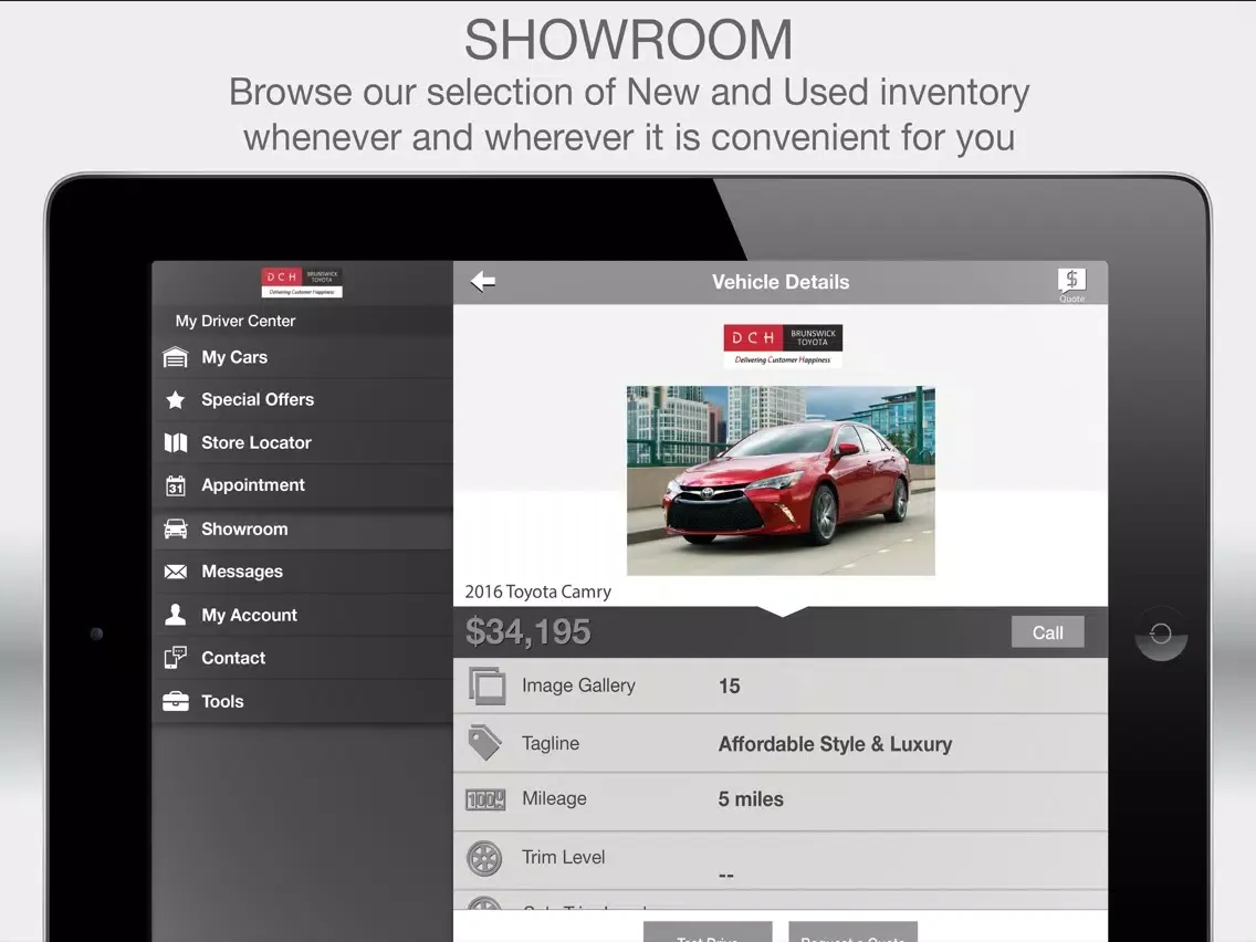 Tangkapan skrin DCH Brunswick Toyota iPad 