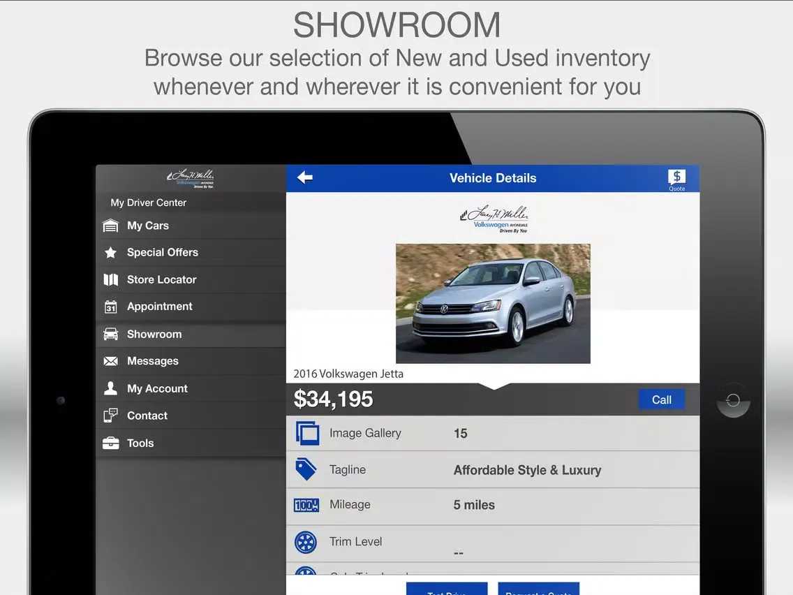 Tangkapan layar LHM Avondale Volkswagen iPad 