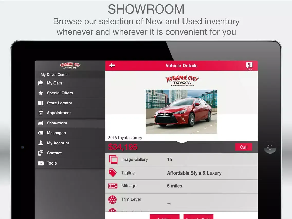 Zrzuty ekranu Panama City Toyota iPad 