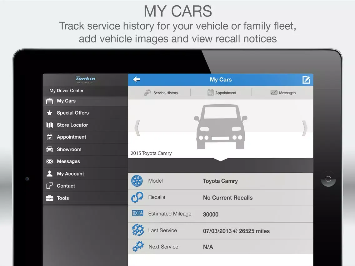 Capturas de tela do Tonkin Toyota iPad 