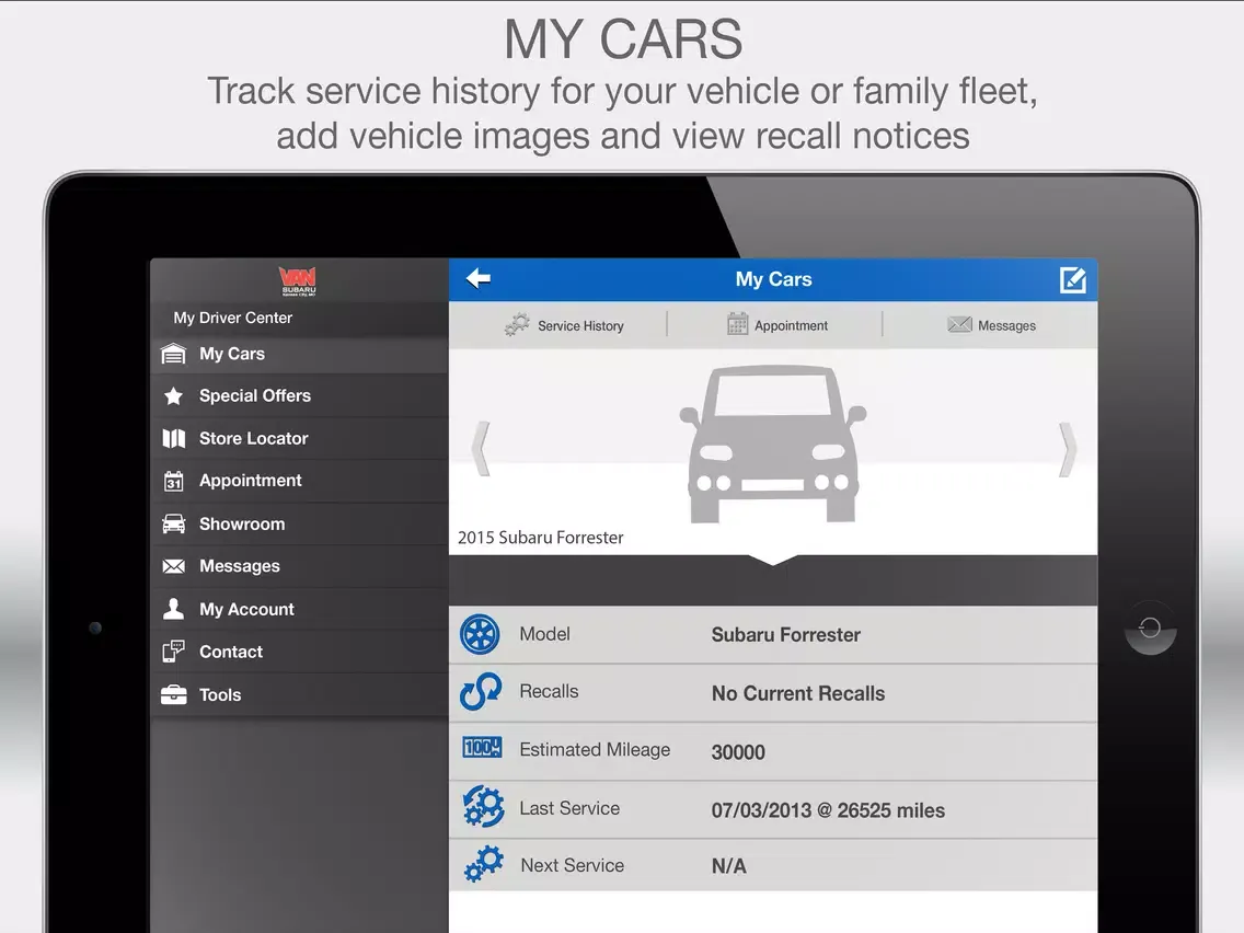 Capturas de tela do Van Subaru iPad 