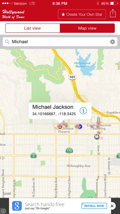 ภาพหน้าจอของ Hollywood Walk of Fame - Stars Map and Star Creator