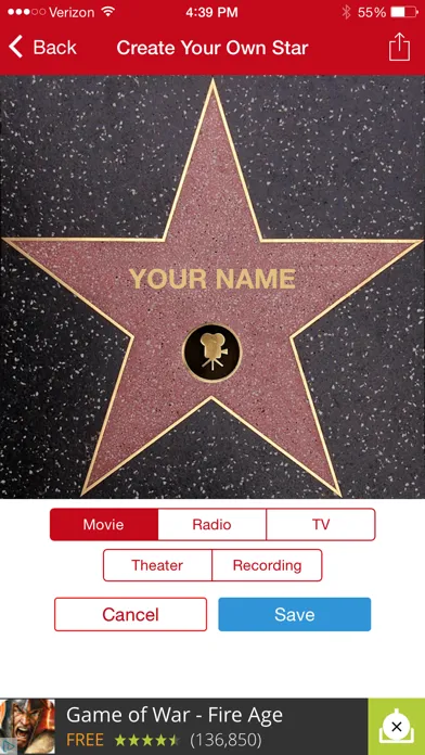 ภาพหน้าจอของ Hollywood Walk of Fame - Stars Map and Star Creator
