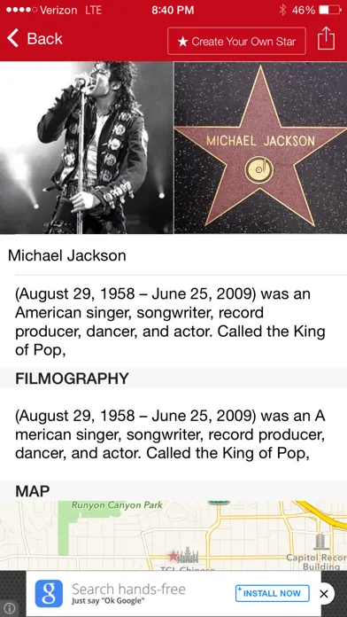 ภาพหน้าจอของ Hollywood Walk of Fame - Stars Map and Star Creator