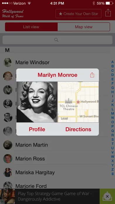 ภาพหน้าจอของ Hollywood Walk of Fame - Stars Map and Star Creator
