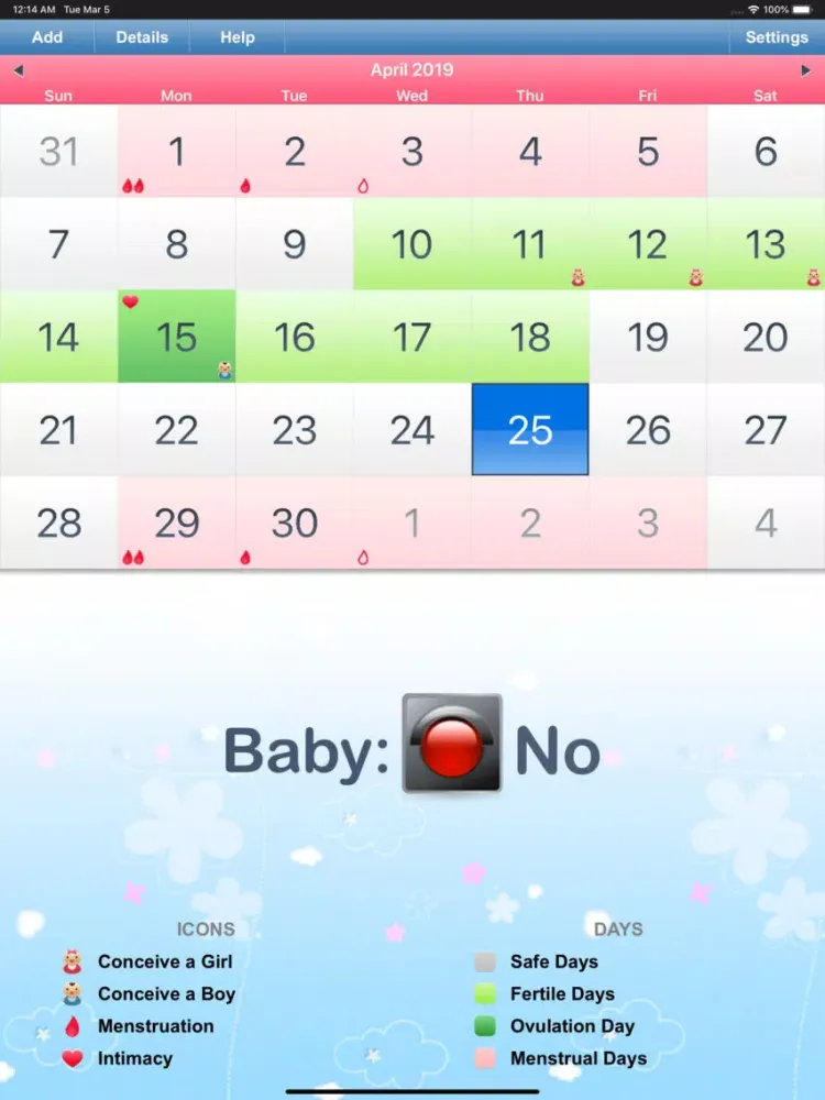 Tangkapan layar Menstrual Calendar for Men iPad 