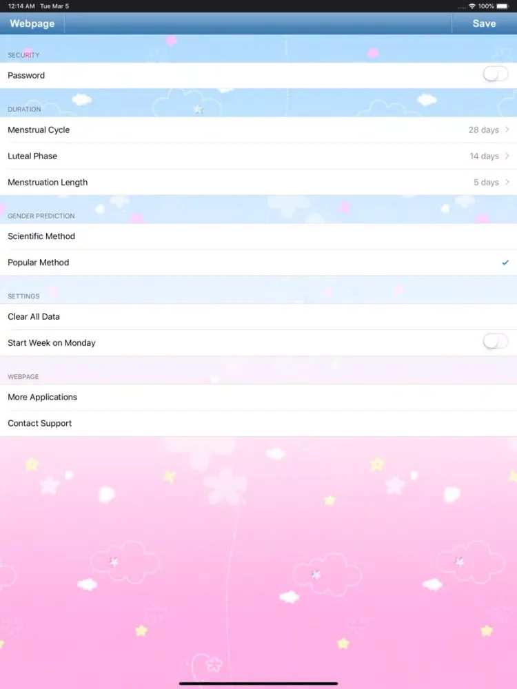 Tangkapan layar Menstrual Calendar for Men iPad 
