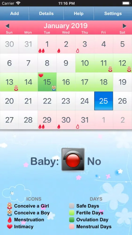 Tangkapan layar Menstrual Calendar for Men