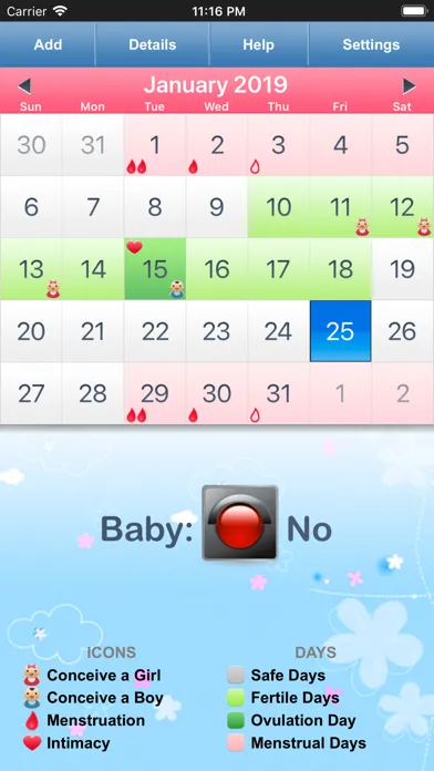 Ảnh chụp màn hình của Fertility & Period Tracker
