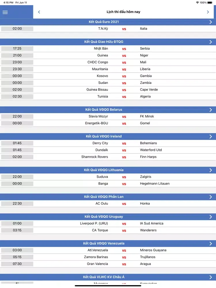 Tin Bong Da, Truc Tiep Bong Da iPad Screenshots