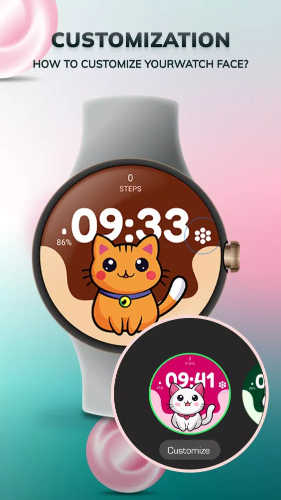 Ảnh chụp màn hình của G001 Cats Watch Face