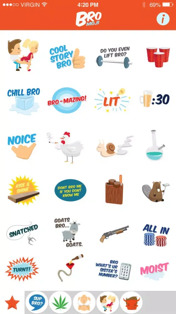 Capturas de tela do Bromoji