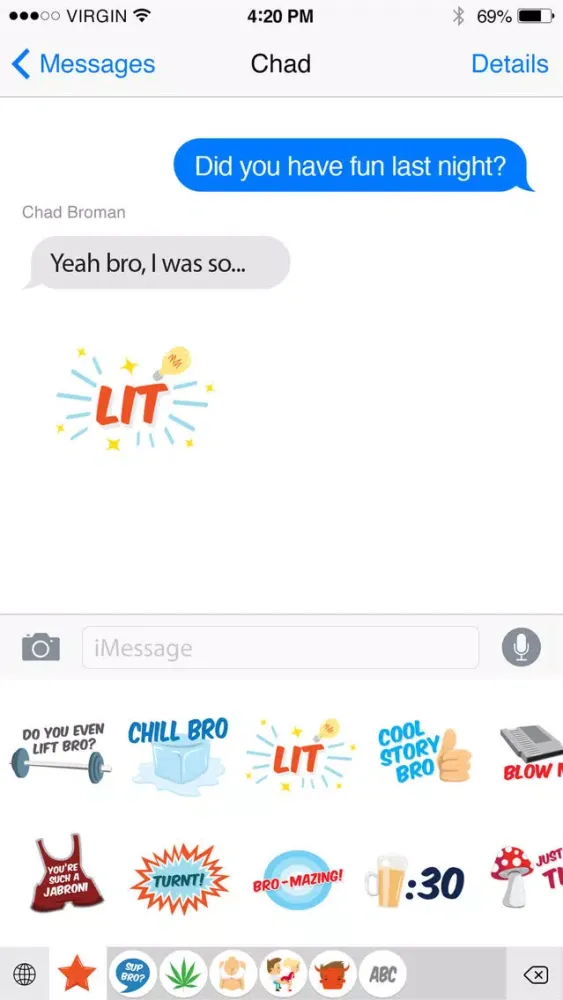 Capturas de tela do Bromoji