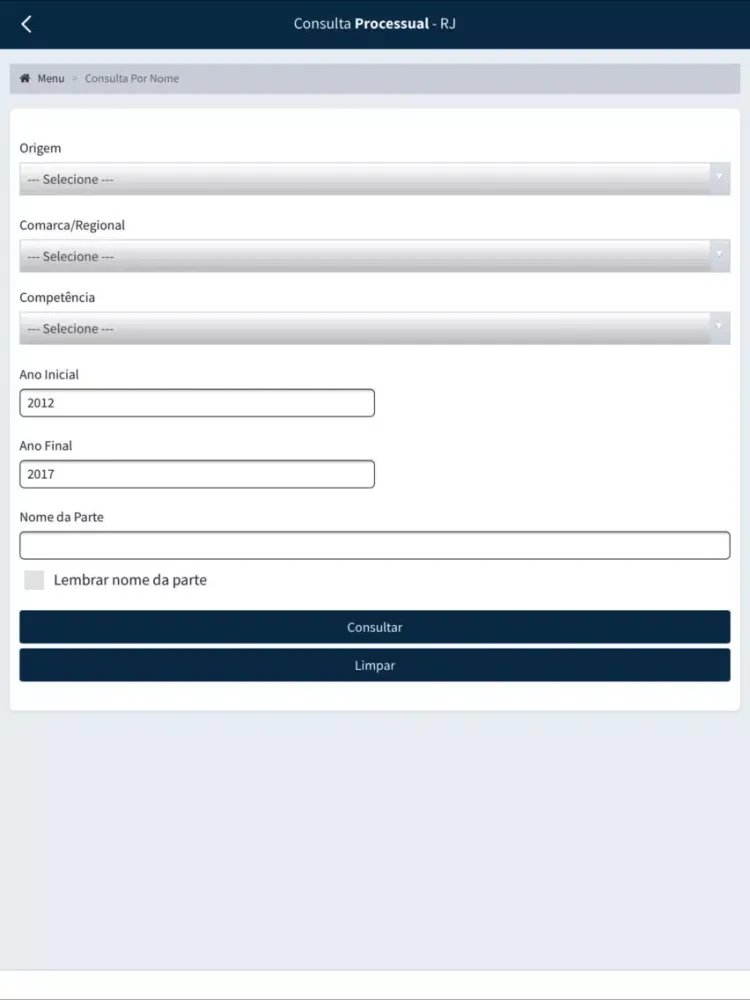 Consulta Processual RJ iPad  スクリーンショット