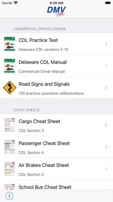 Capturas de tela do Delaware CDL Test Prep