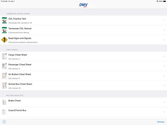 تصاویر Tennessee CDL Test Prep iPad 